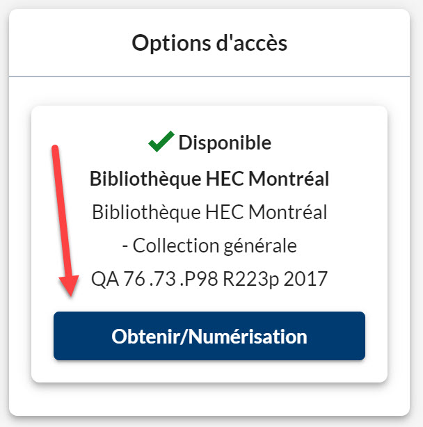 Bouton Obtenir numérisation