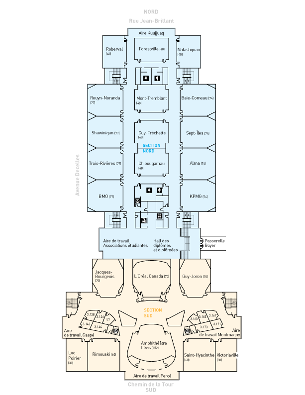Plan du 3e &eacute;tage de l'&eacute;difice Decelles