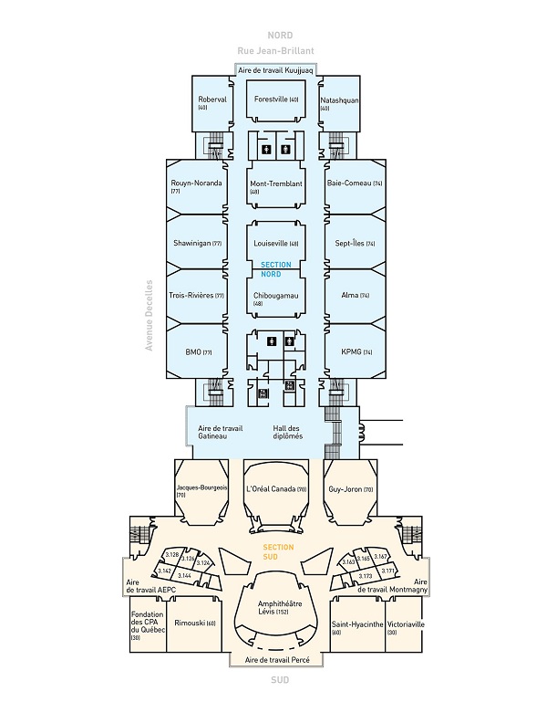 Plan du 3e étage de l'édifice Decelles