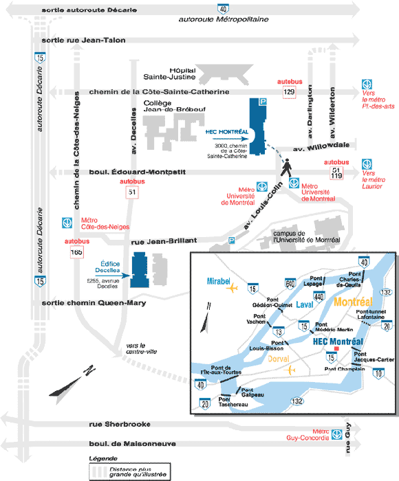 Access map to HEC Montréal