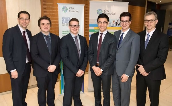 L’équipe de HEC Montréal est composée de quatre étudiants du B.A.A. : Renaud Paquin, Jérémy Major, Chang Qi Chester Liu et Jean-Benoît Courchesne. Elle est entrainée par le maître d’enseignement Jean-Philippe Tarte (finance) et Éric Landry, agent d’investissement chez Division d’investissement CN.