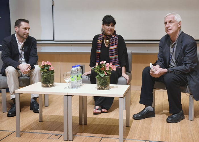 HEC Montreal Professor Laurent Simon, MBAM’s Executive Director and Chief Curator Nathalie Bondil and HEC Montreal Professor Patrick Cohendet.