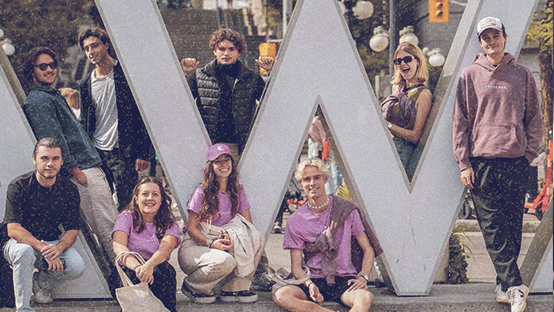 A student group at an outdoor activity