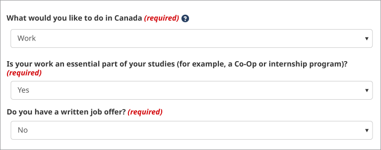 Que souhaiteriez-vous faire au Canada?