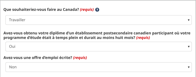 Que souhaiteriez-vous faire au Canada?