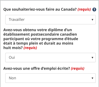 Que souhaiteriez-vous faire au Canada?