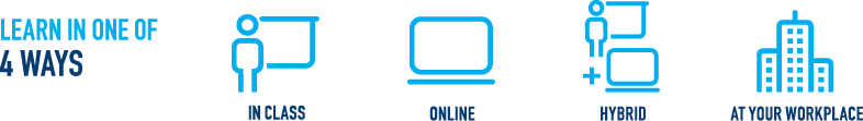 4 training approaches: in class, online, hybrid, in the field