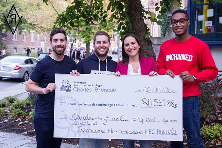 Les étudiants du B.A.A. de HEC Montréal remettent 80321$ à la Fondation Centre de cancérologie Charles‐Bruneau.