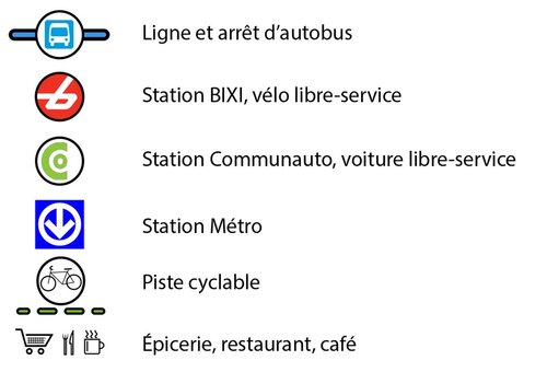 Plan du quartier de la Résidence - légende