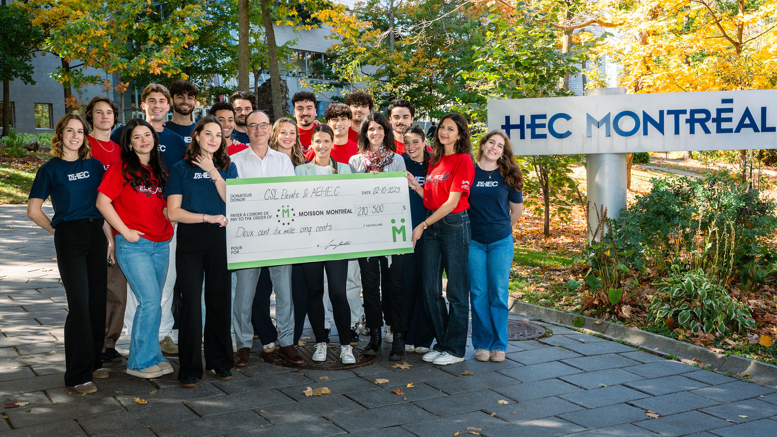 Ceremony to present the funds raised by students to Moisson Montréal