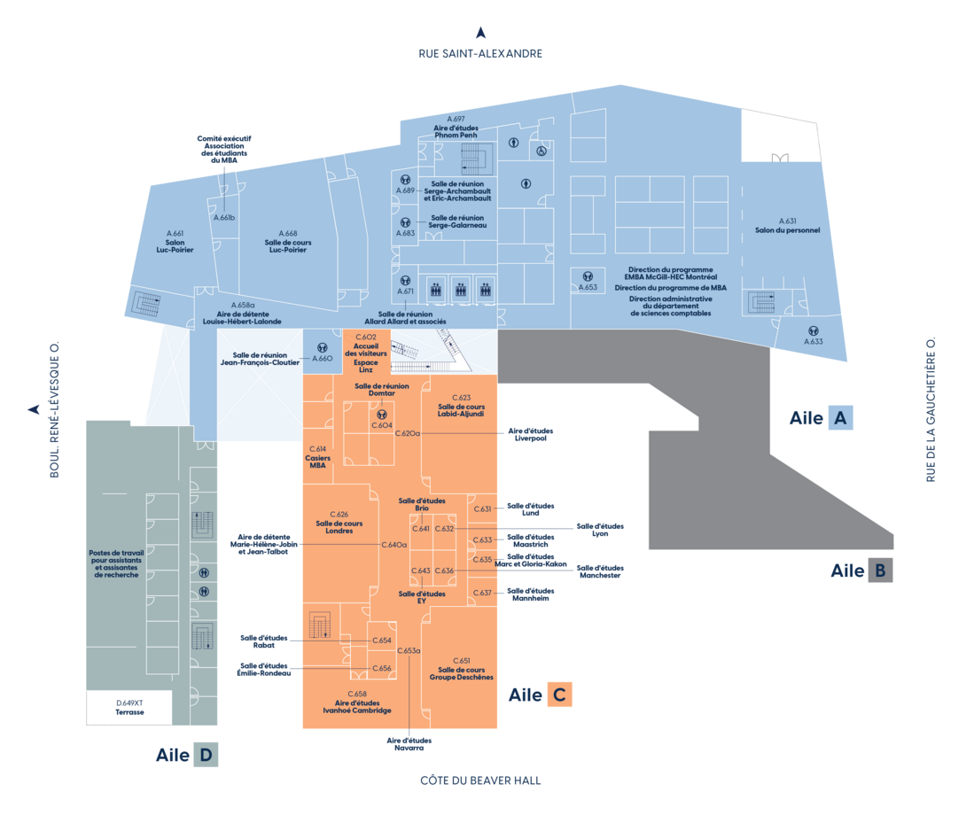 Plan du Niveau 6 de l'édifice Hélène-Desmarais