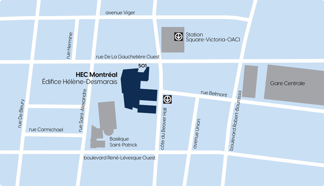 Plan du quartier de l'édifice Hélène-Desmarais