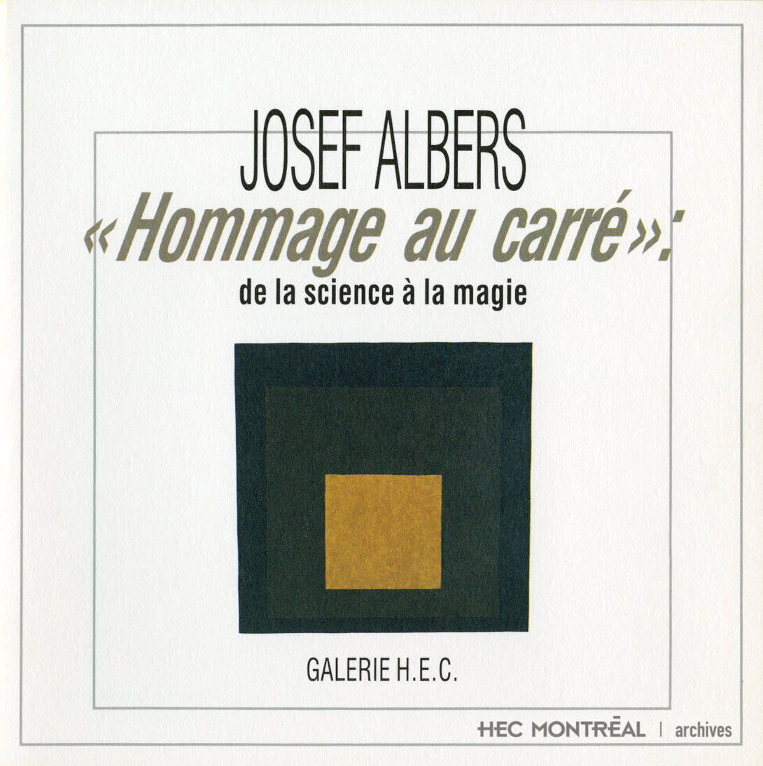  Description : Catalogue de l'esposition «Hommage au carré : de la science à la magie» par Josef Albers. Date : 1985 Crédit photo : Photographe inconnu Cote archivistique : A041/X99,0001