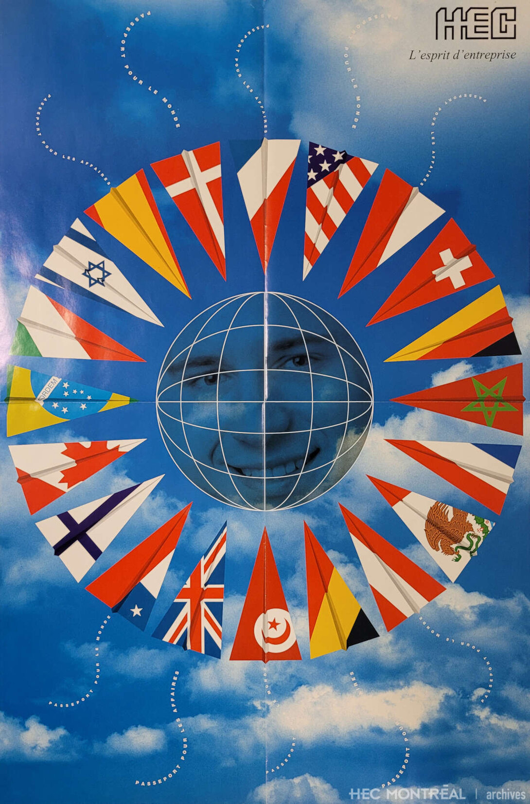   Description : Affiche promotionnelle HEC - Passeport pour le monde.  Date : 1996 Crédit photo : Photographe inconnu Cote archivistique : A047/XAF,0001