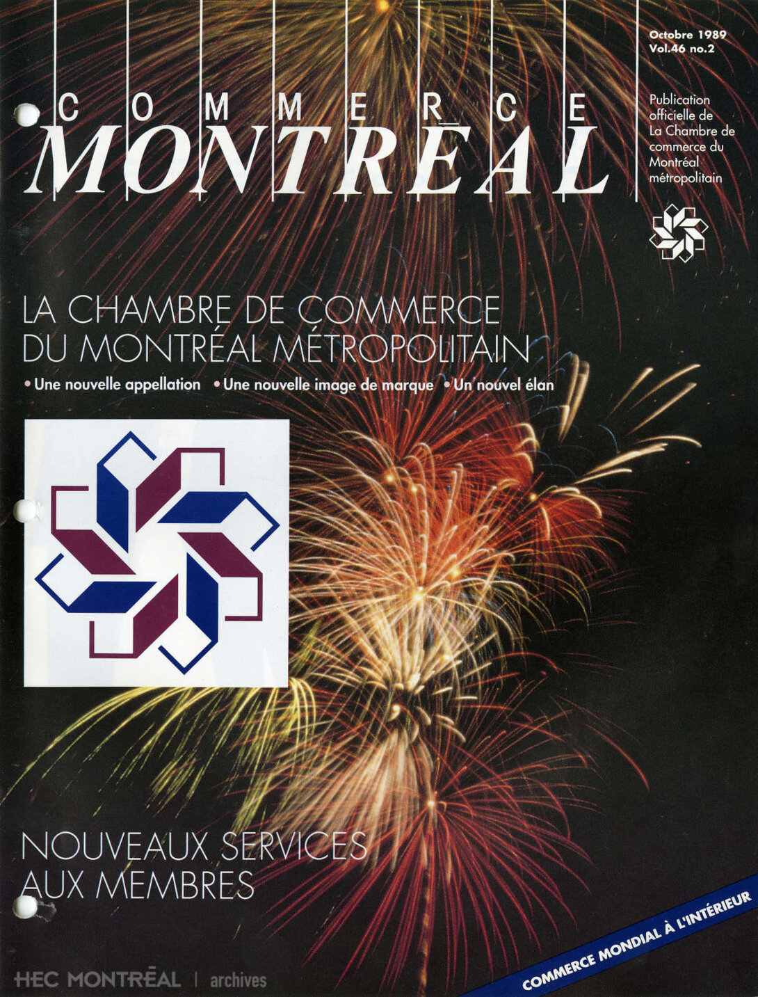  Description : Revue Commerce, publication officielle de la Chambre de commerce du Montréal métropolitain.  Date : 1989 Crédit photo : Photographe inconnu Cote archivistique : P003/W8,0072