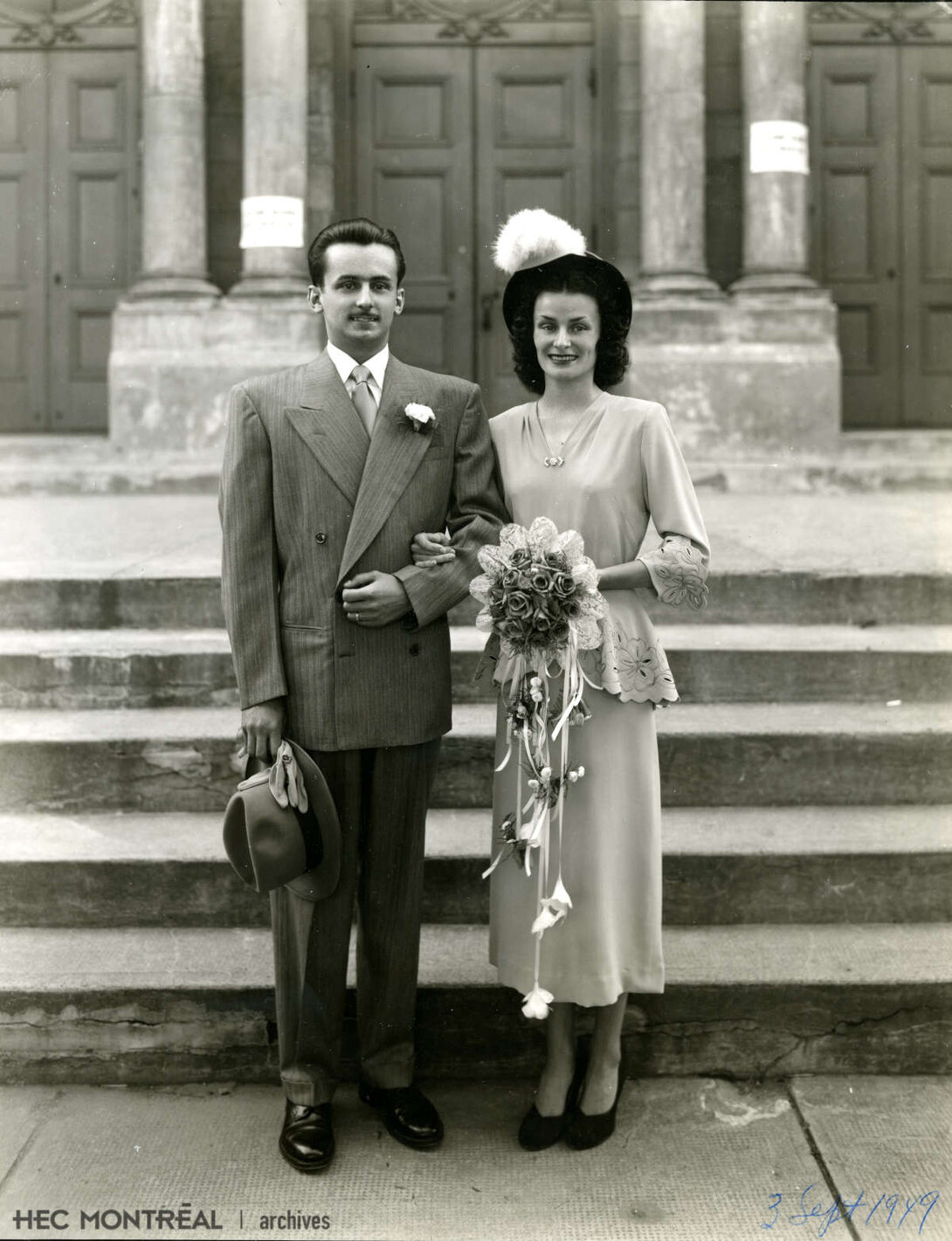   Description : Mariage de Denise Gagnon et Gérard Lebeau en 3 septembre 1949 à Montréal.  Date : 1949 Crédit photo : Photographe inconnu Cote archivistique : P090/S1/D02