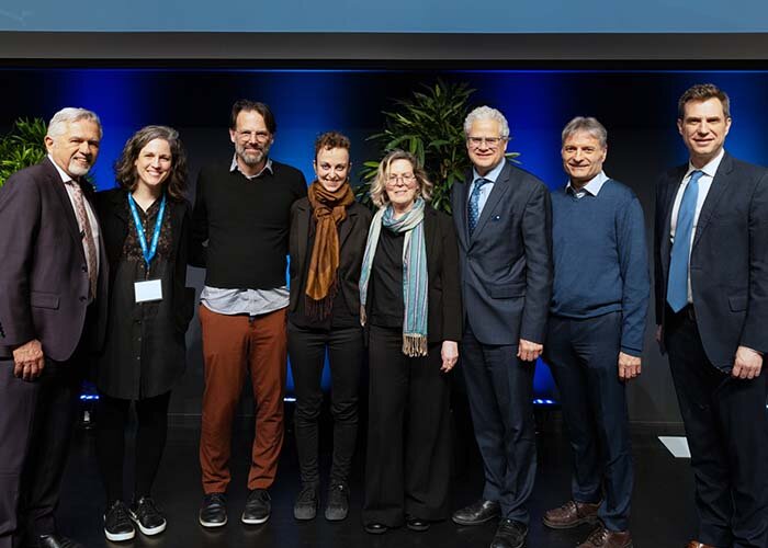 Fran&ccedil;ois G&eacute;rin-Lajoie (Fondation Paul G&eacute;rin-Lajoie), Val&eacute;rie Patenaude, David Boisclair et Marion Demers (HEC Montr&eacute;al), Luce Des Marais (Groupe TMX), Jacques Robert et Fran&ccedil;ois Bellavance (HEC Montr&eacute;al), Olivier Bertin-Mahieux (Fondation Paul G&eacute;rin-Lajoie)
